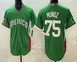 Mexico Baseball #75 Andres Munoz Green 2026 World Baseball Classic Cool Base Stitched Baseball Jersey - Main View