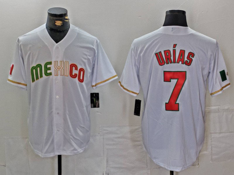 Mexico Baseball #7 Julio Urias 2023 White World Classic Stitched Baseball Jerseys - Main View