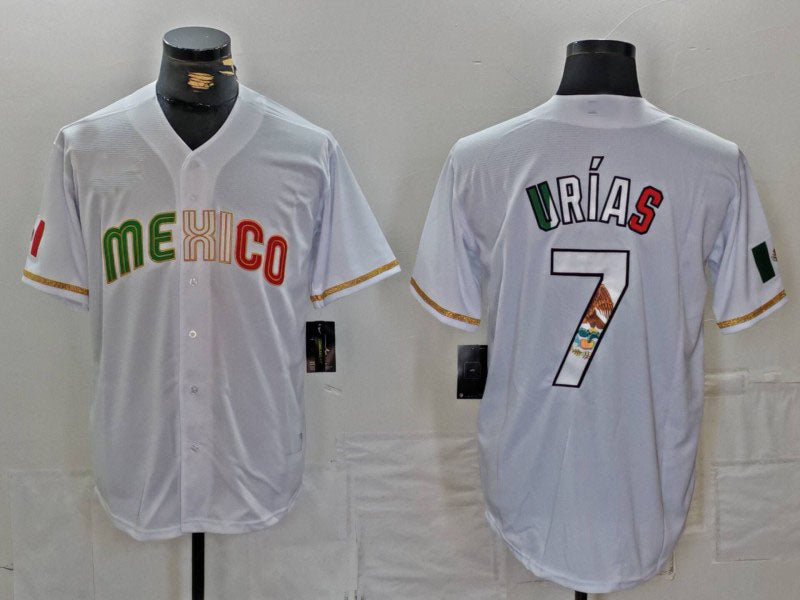 Mexico Baseball #7 Julio Urias 2023 White World Classic Stitched Baseball Jerseys - Main View
