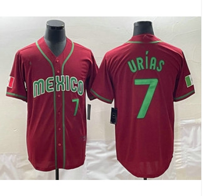 Mexico Baseball #7 Julio Urias Number 2023 Red Green World Baseball Classic Stitched Jerseys Baseball Jerseys - Main View