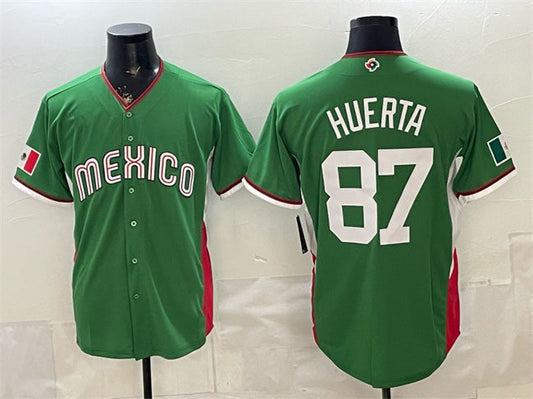 Mexico Baseball #87 Jesus Huerta Green 2026 World Baseball Classic Stadium Stitched Baseball Jersey - Main View