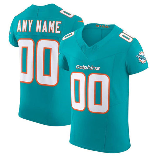 Custom M.Dolphins Aqua Scarlet Vapor F.U.S.E. Elite  Jersey Stitched American Football Jerseys - Main View
