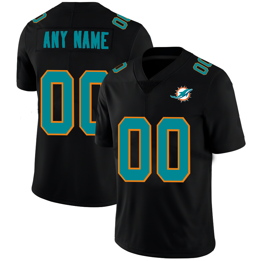 Custom M.Dolphins Football Jerseys Black American Stitched Name And Number Christmas Birthday Gift - Main View