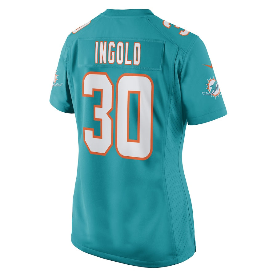 M.Dolphins #30 Alec Ingold Aqua Game Player Jersey Stitched American Football Jerseys - Main View