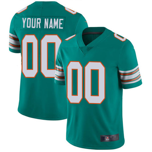 Custom M.Dolphins Aqua Green Vapor Untouchable Limited Jersey American Stitched Football Jerseys - Main View
