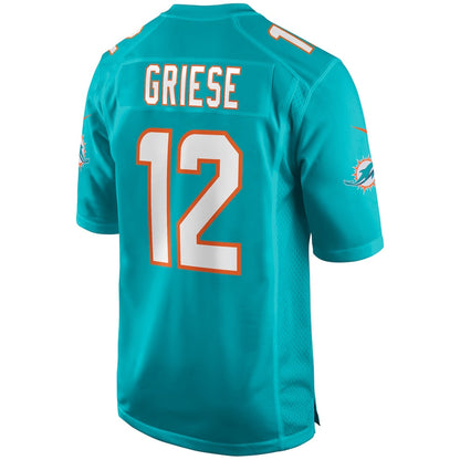 M.Dolphins #12 Bob Griese Aqua Game Retired Player Jersey Stitched American Football Jerseys - Main View