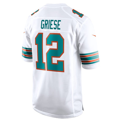 M.Dolphins #12 Bob Griese White Retired Player Jersey Stitched American Football Jerseys - Main View