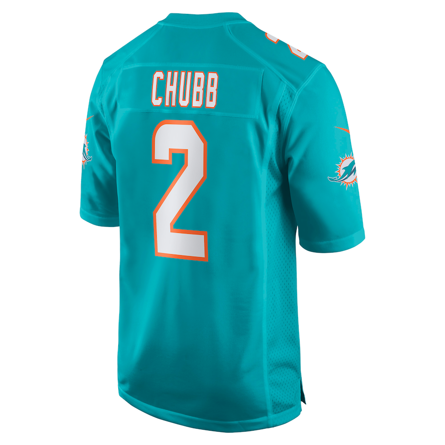 M.Dolphins #2 Bradley Chubb Aqua Game Player Jersey Stitched American Football Jerseys - Main View
