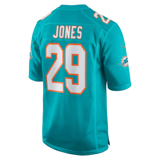 M.Dolphins #29 Brandon Jones Aqua Team Game Jersey Stitched American Football Jerseys - Main View