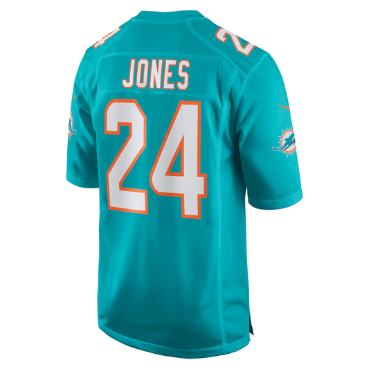 M.Dolphins #24 Byron Jones Aqua Game Jersey Stitched American Football Jerseys - Main View