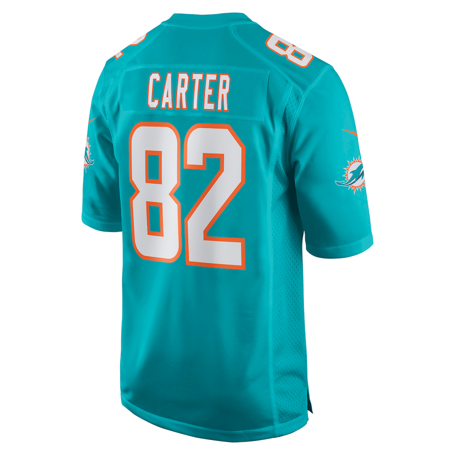 M.Dolphins #82 Cethan Carter Aqua Game Jersey Stitched American Football Jerseys - Main View