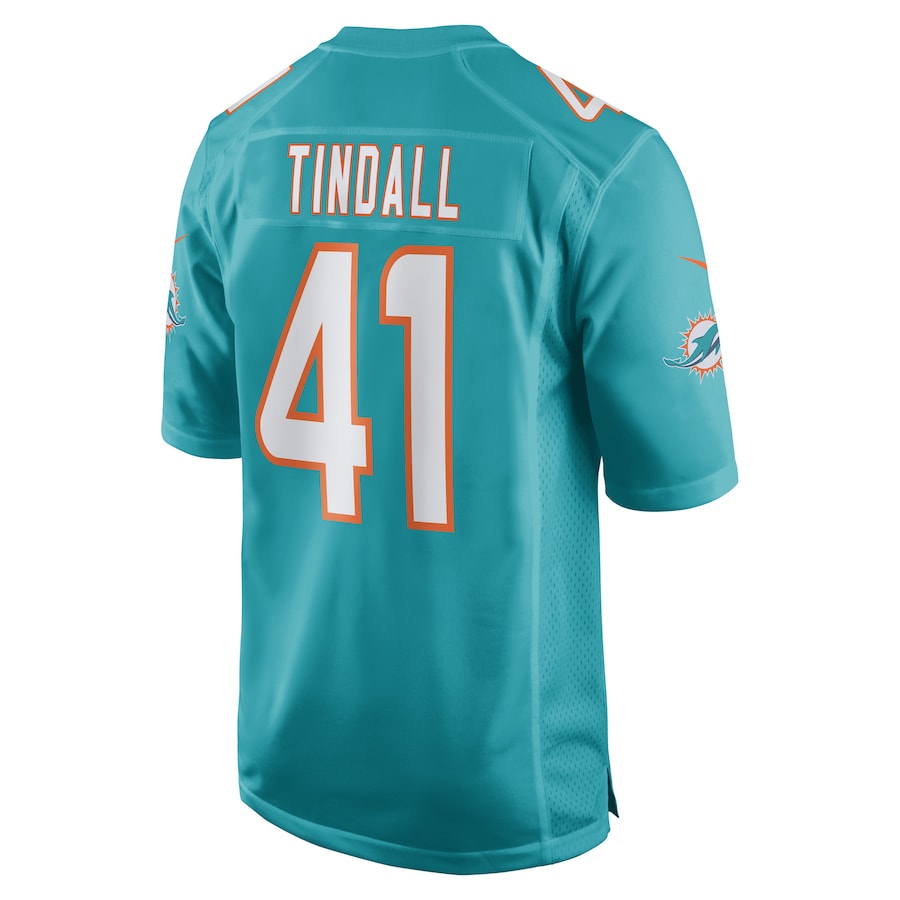 M.Dolphins #41 Channing Tindall Aqua Game Player Jersey Stitched American Football Jerseys - Main View