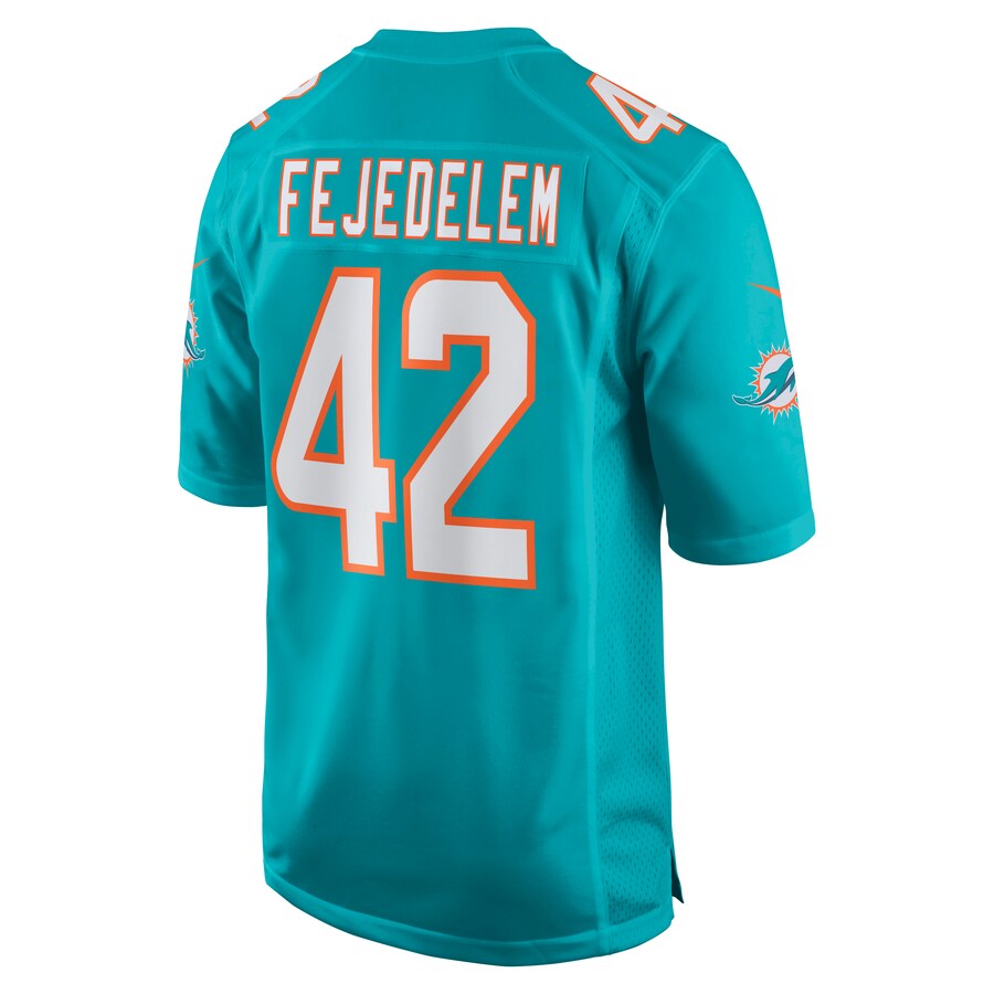 M.Dolphins #42 Clayton Fejedelem Aqua Game Jersey Stitched American Football Jerseys - Main View
