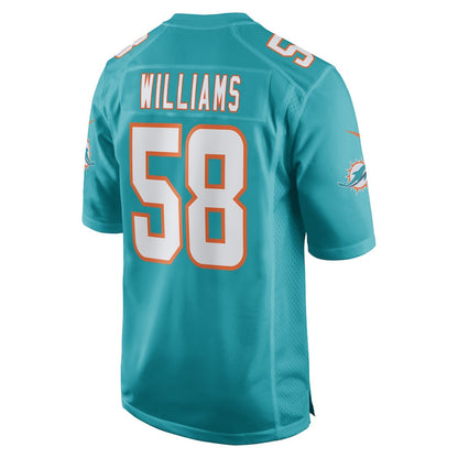 M.Dolphins #58 Connor Williams Aqua Game Player Jersey Stitched American Football Jerseys - Main View