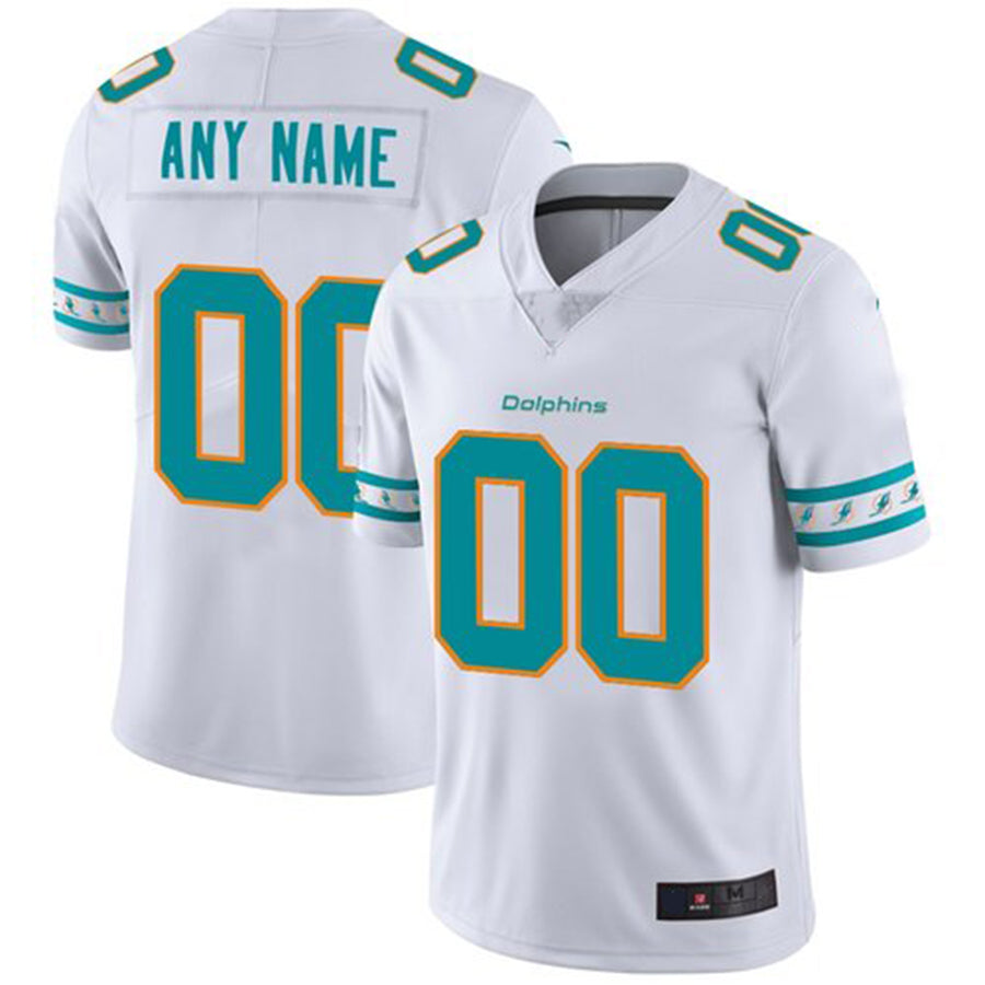 Custom M.Dolphins White Team Logo Vapor Limited Jersey American Stitched Football Jerseys - Main View