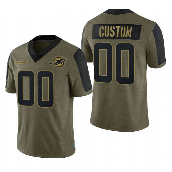 Custom M.Dolphins Olive 2021 Salute To Service Limited Football Jersey - Main View