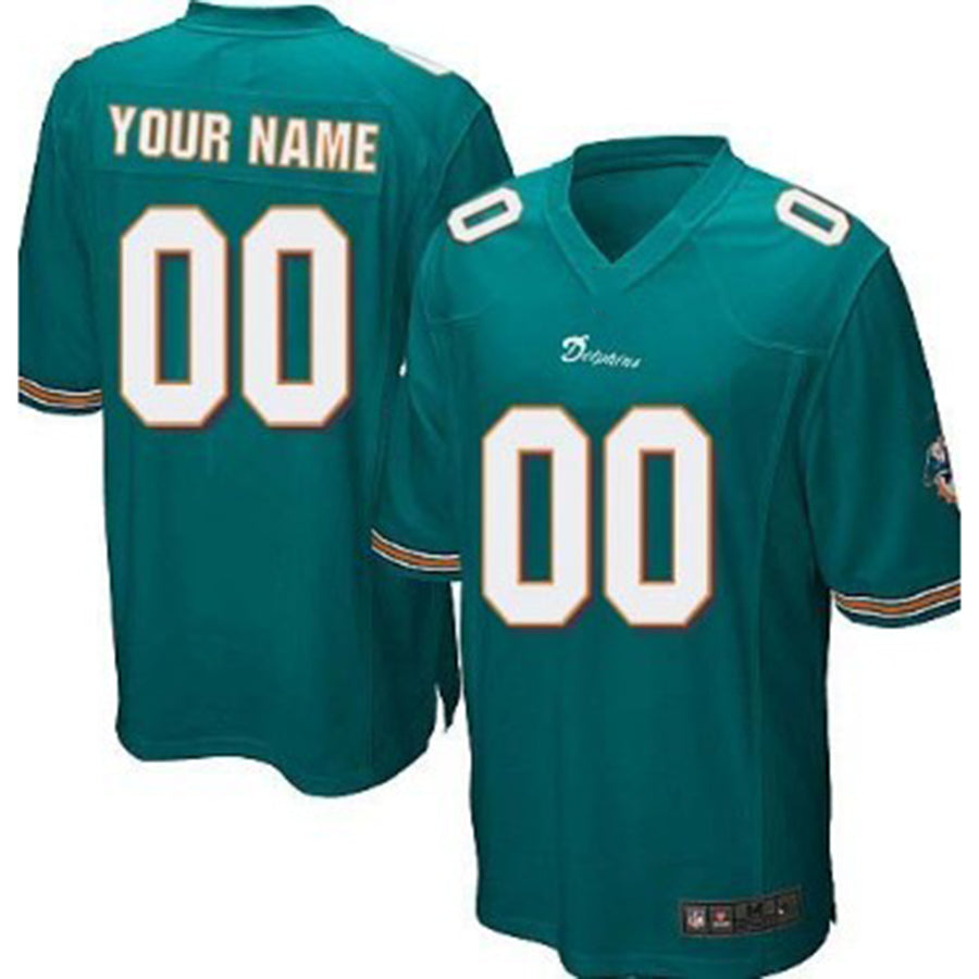 Custom M.Dolphins Green Game Jersey American Stitched Football Jerseys - Main View