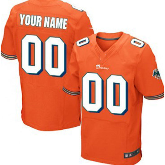 Custom M.Dolphins Orange Elite Jersey American Stitched Football Jerseys - Main View