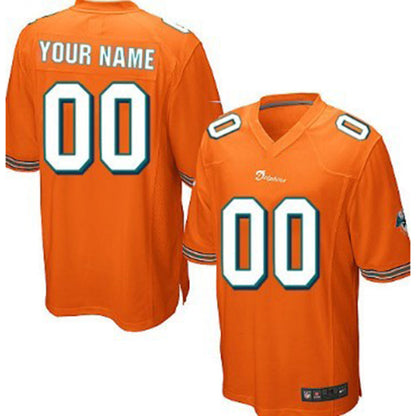 Custom M.Dolphins Orange Game Jersey American Stitched Football Jerseys - Main View