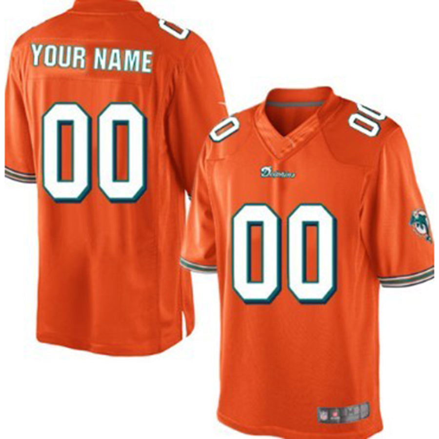 Custom M.Dolphins Orange Limited Jersey American Stitched Football Jerseys - Main View
