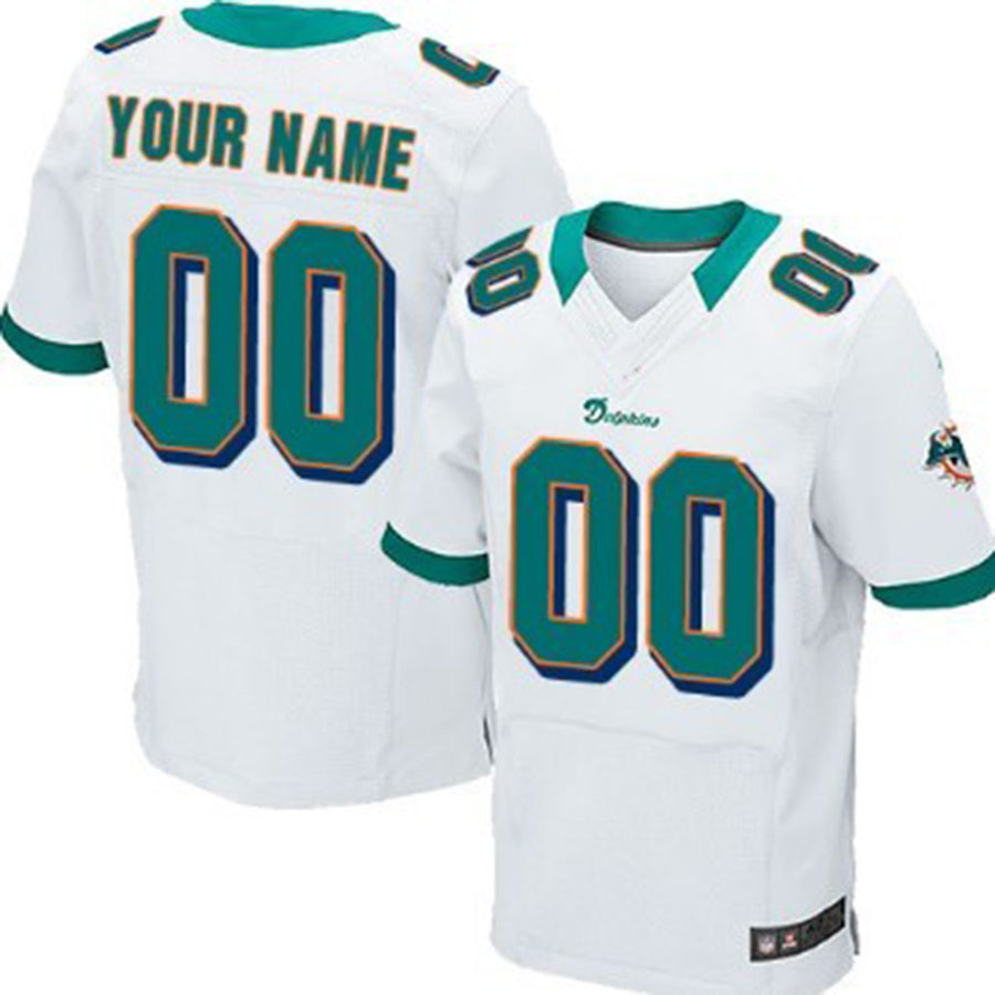 Custom M.Dolphins White Elite Jersey American Stitched Football Jerseys - Main View