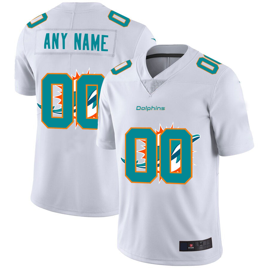 Custom M.Dolphins White Team Big Logo Vapor Untouchable Limited Jersey American Stitched Football Jerseys - Main View