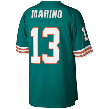 M.Dolphins #13 Dan Marino Mitchell & Ness Aqua 1984 Legacy Replica Jersey Stitched American Football Jerseys - Main View