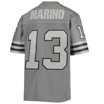 M.Dolphins #13 Dan Marino Mitchell & Ness Charcoal 1984 Retired Player Metal Replica Jersey Stitched American Football Jerseys - Main View