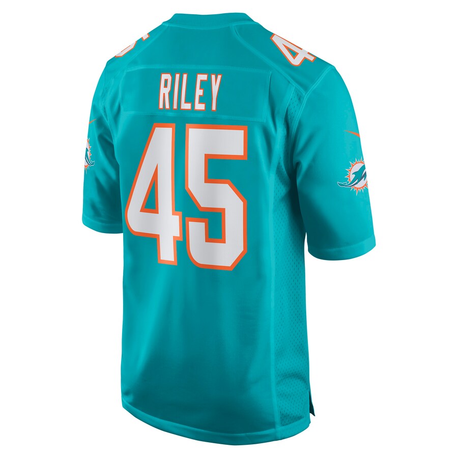 M.Dolphins #45 Duke Riley Aqua Game Jersey Stitched American Football Jerseys - Main View