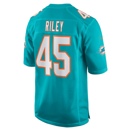 M.Dolphins #45 Duke Riley Aqua Game Jersey Stitched American Football Jerseys - Main View