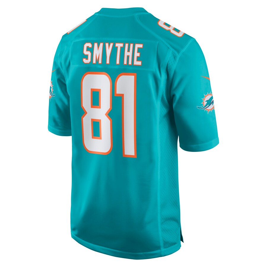 M.Dolphins #81 Durham Smythe Aqua Game Jersey Stitched American Football Jerseys - Main View