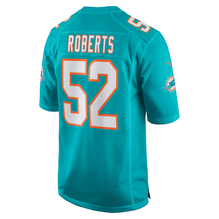 M.Dolphins #52 Elandon Roberts Aqua Game Player Jersey Stitched American Football Jerseys - Main View