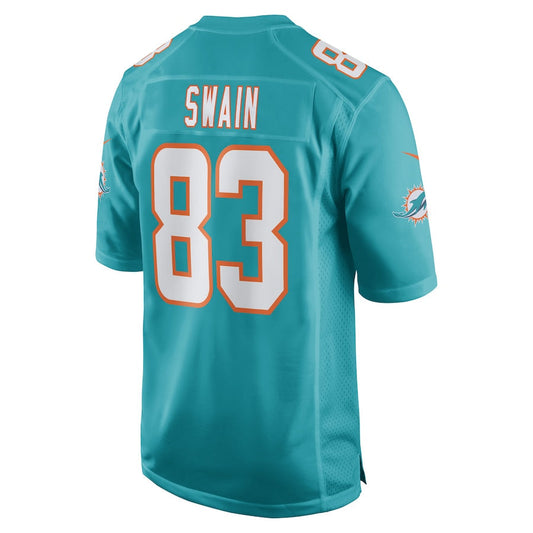 M.Dolphins #83 Freddie Swain Aqua Game Player Jersey Stitched American Football Jerseys - Main View