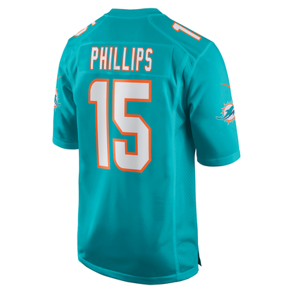 M.Dolphins #15 Jaelan Phillips Aqua Game Player Jersey Stitched American Football Jerseys - Main View
