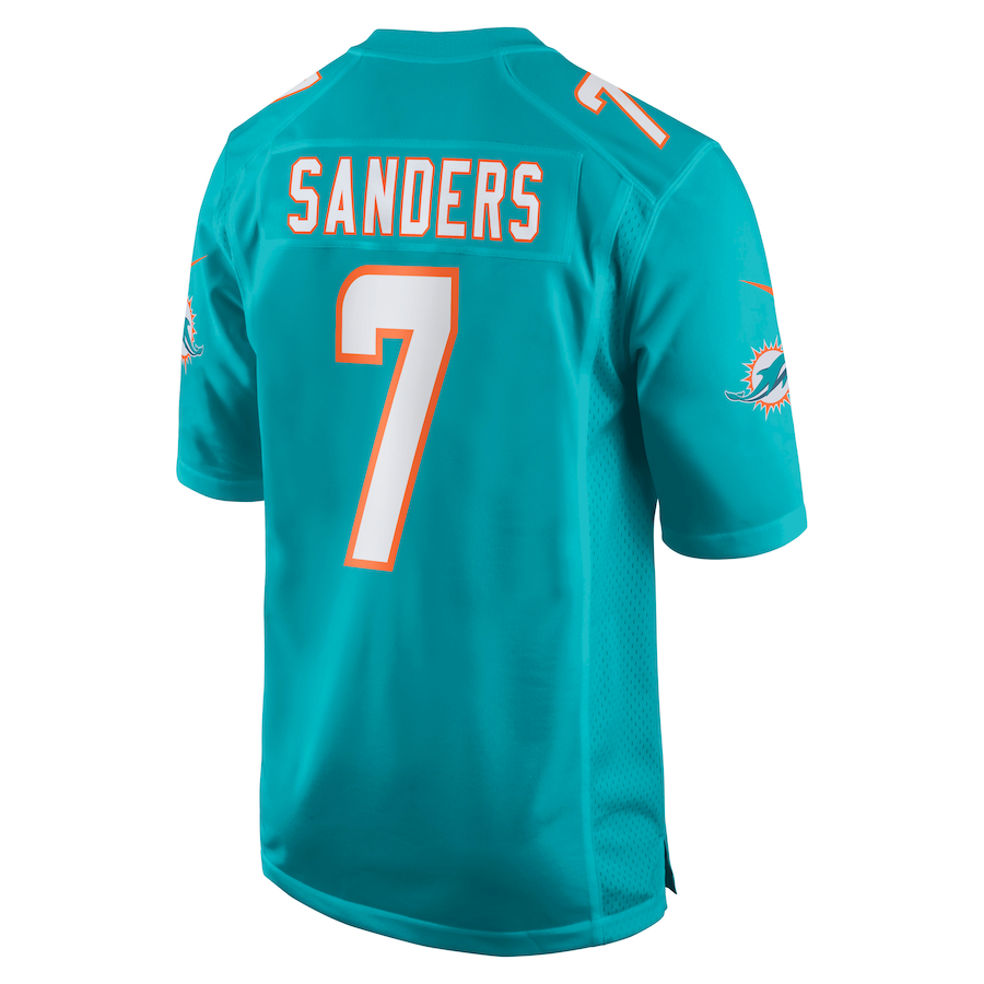 M.Dolphins #7 Jason Sanders Aqua Game Jersey Stitched American Football Jerseys - Main View