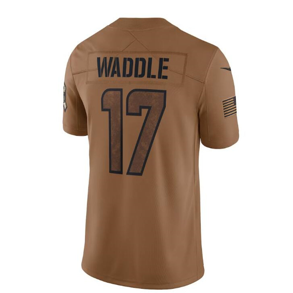 M.Dolphins #17 Jaylen Waddle Brown 2023 Salute To Service Limited Jersey Stitched American Football Jerseys - Main View