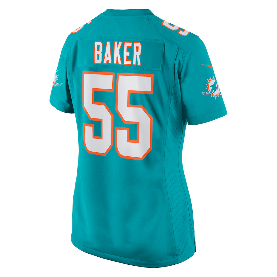 M.Dolphins #55 Jerome Baker Aqua Game Jersey Stitched American Football Jerseys - Main View