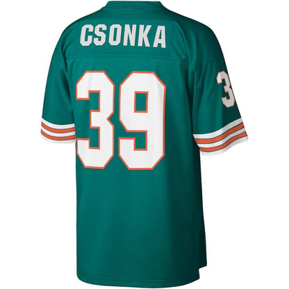 M.Dolphins #39 Larry Csonka Mitchell & Ness Aqua 1972 Legacy Replica Jersey Stitched American Football Jerseys - Main View