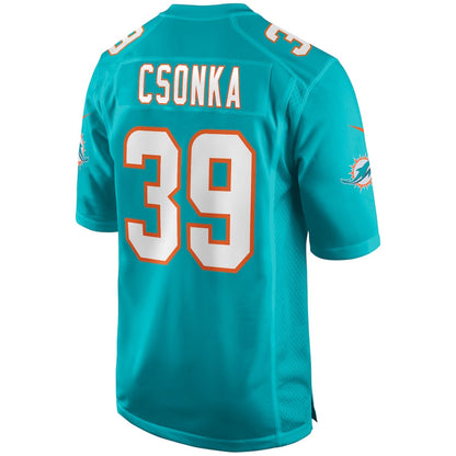 M.Dolphins #39 Larry Csonka Aqua Game Retired Player Jersey Stitched American Football Jerseys - Main View