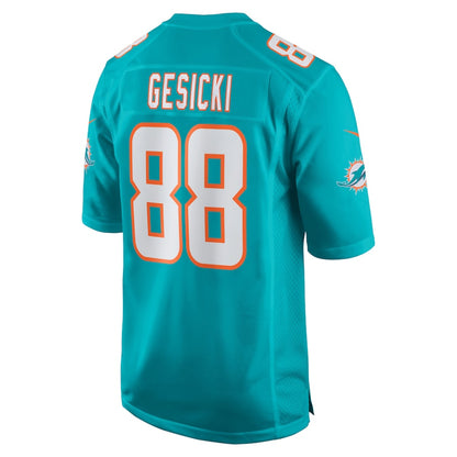 M.Dolphins #88 Mike Gesicki Aqua Game Player Jersey Stitched American Football Jerseys - Main View