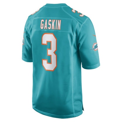 M.Dolphins #3 Myles Gaskin Aqua Game Player Jersey Stitched American Football Jerseys - Main View
