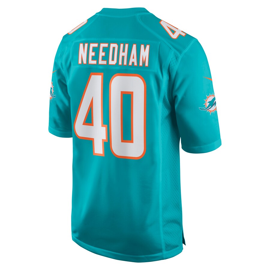 M.Dolphins #40 Nik Needham Aqua Game Jersey Stitched American Football Jerseys - Main View