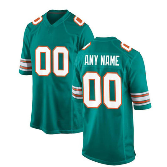 Custom M.Dolphins Aqua Alternate Game Jersey American Stitched Football Jerseys - Main View