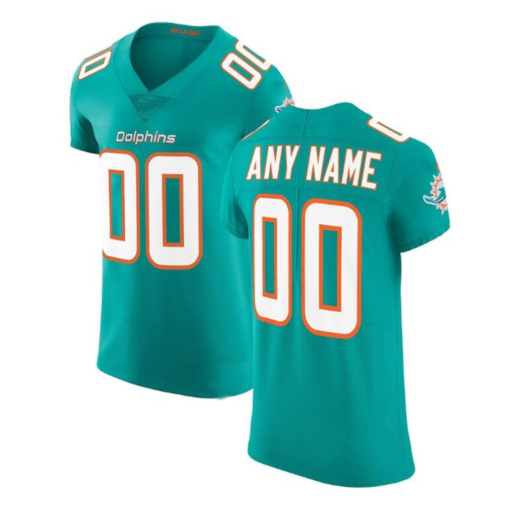 Custom M.Dolphins Aqua Vapor Untouchable Elite Jersey American Stitched Football Jerseys - Main View