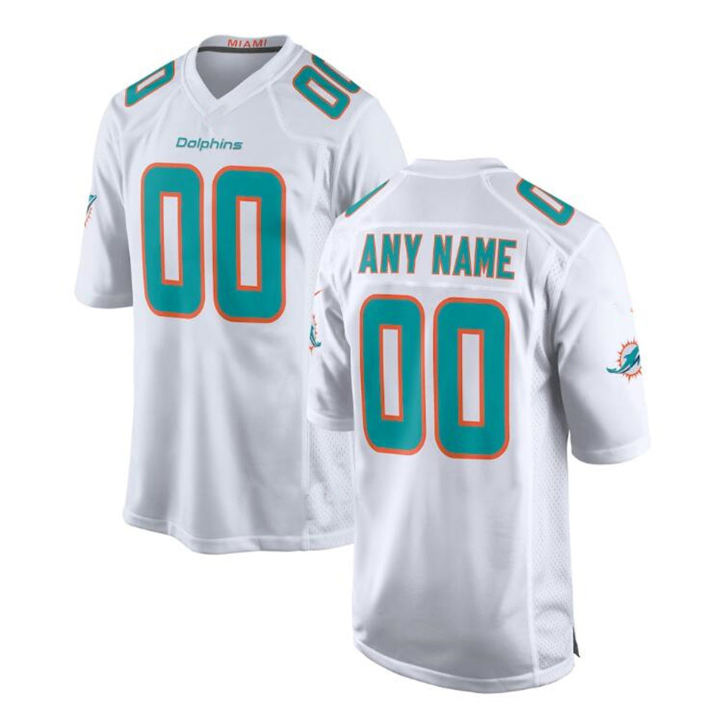 Custom M.Dolphins White Game Jersey American Stitched Football Jerseys - Main View