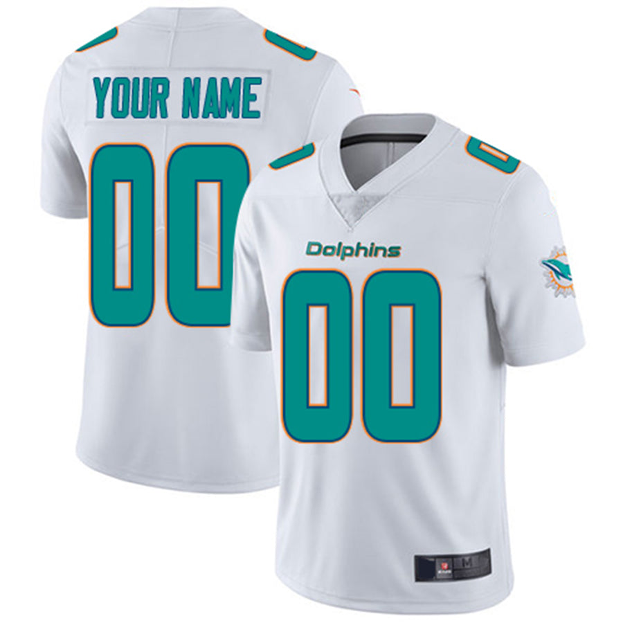 Custom M.Dolphins Road White Vapor Untouchable Limited Jersey American Stitched Football Jerseys - Main View