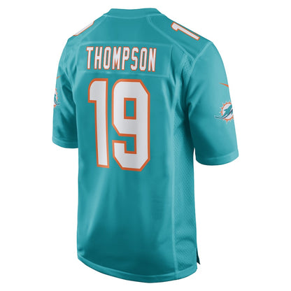 M.Dolphins #19 Skylar Thompson Aqua Game Player Jersey Stitched American Football Jerseys - Main View