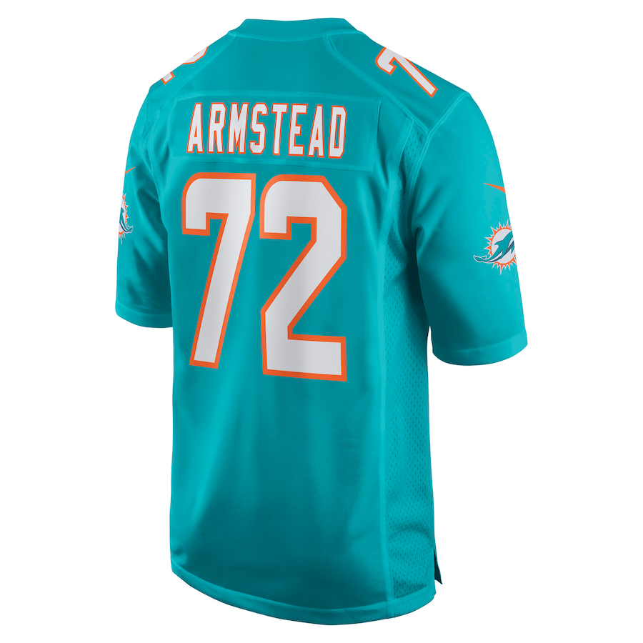 M.Dolphins #72 Terron Armstead Aqua Game Jersey Stitched American Football Jerseys - Main View