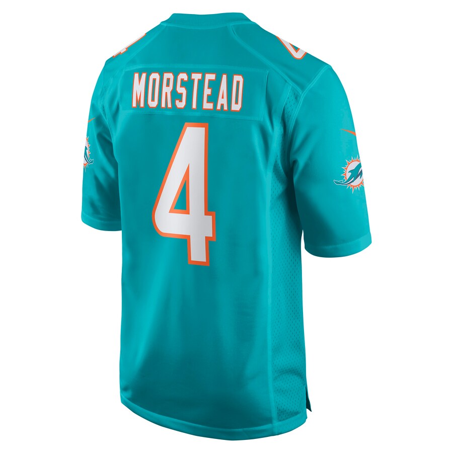 M.Dolphins #4 Thomas Morstead Aqua Game Jersey Stitched American Football Jerseys - Main View
