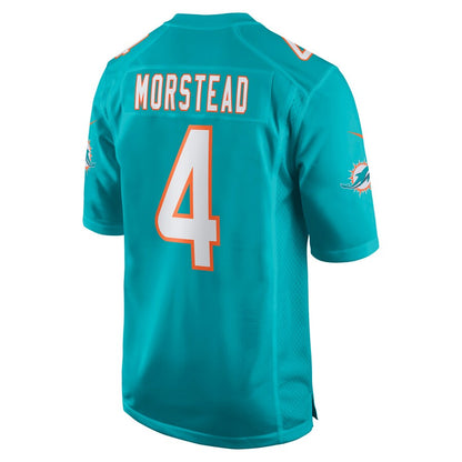 M.Dolphins #4 Thomas Morstead Aqua Game Jersey Stitched American Football Jerseys - Main View